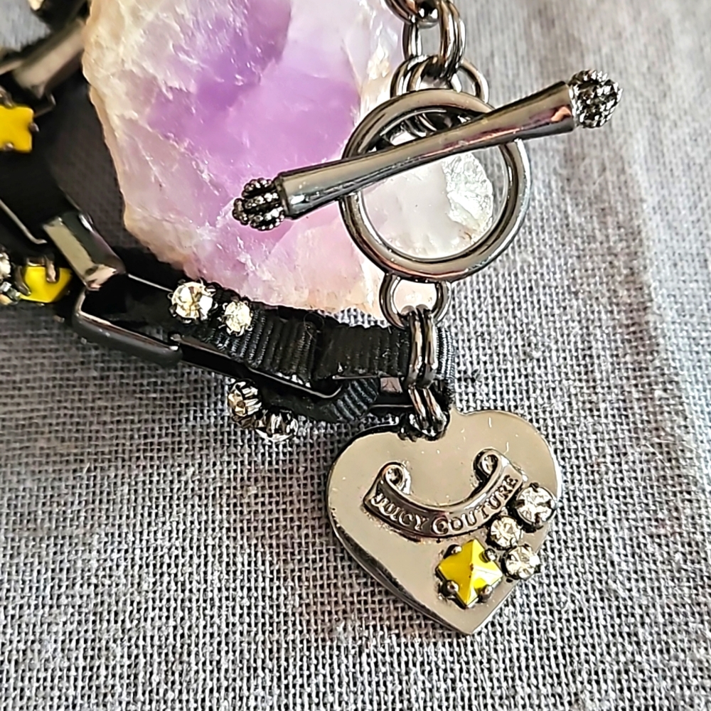 Juicy couture hematite gray bracelet heart charm toggle 7.5"